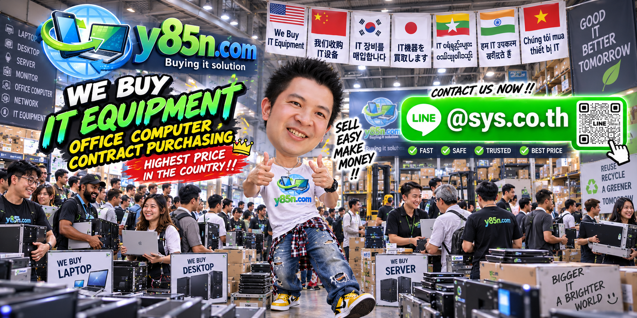 Y85N.com professional IT equipment contract purchasing warehouse serving sellers across Thailand