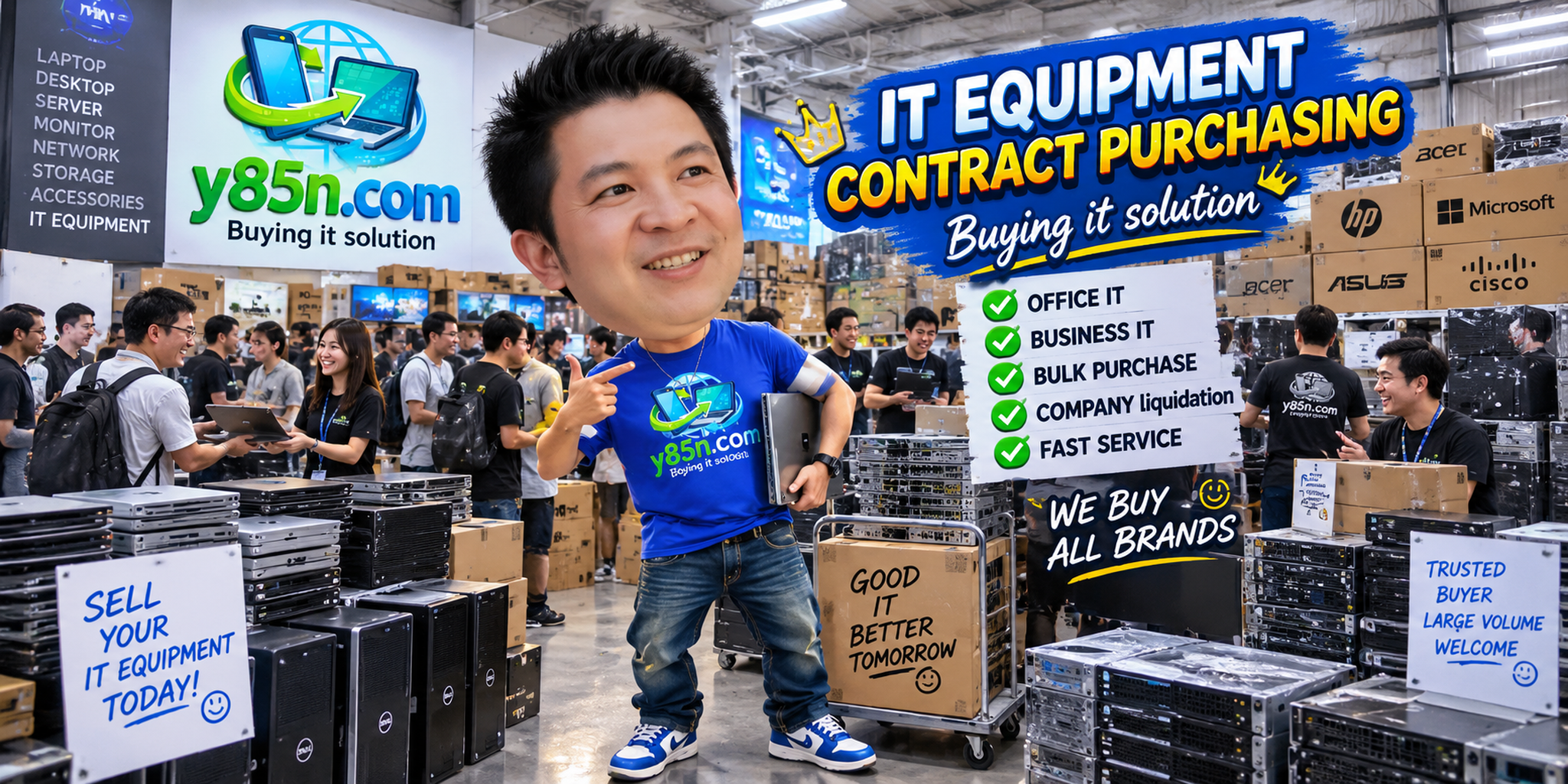 Y85N.com contract purchasing contact banner with LINE at sys.co.th