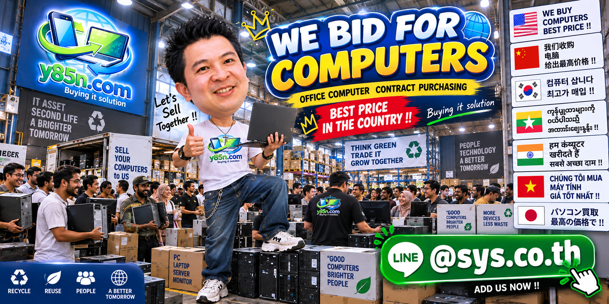 Y85N.com warehouse for We Bid for Computers service in Thailand