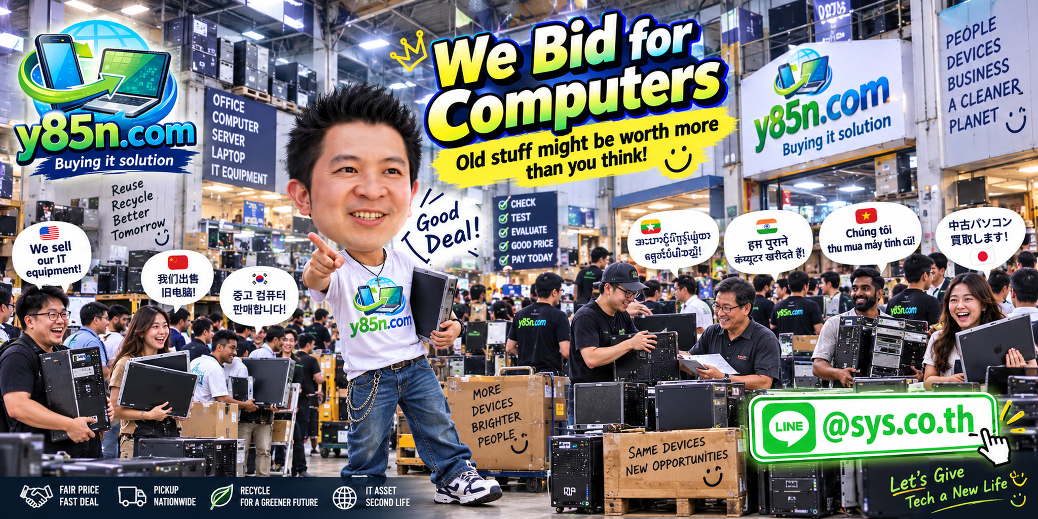 Busy Y85N.com warehouse for We Bid for Computers service in Thailand