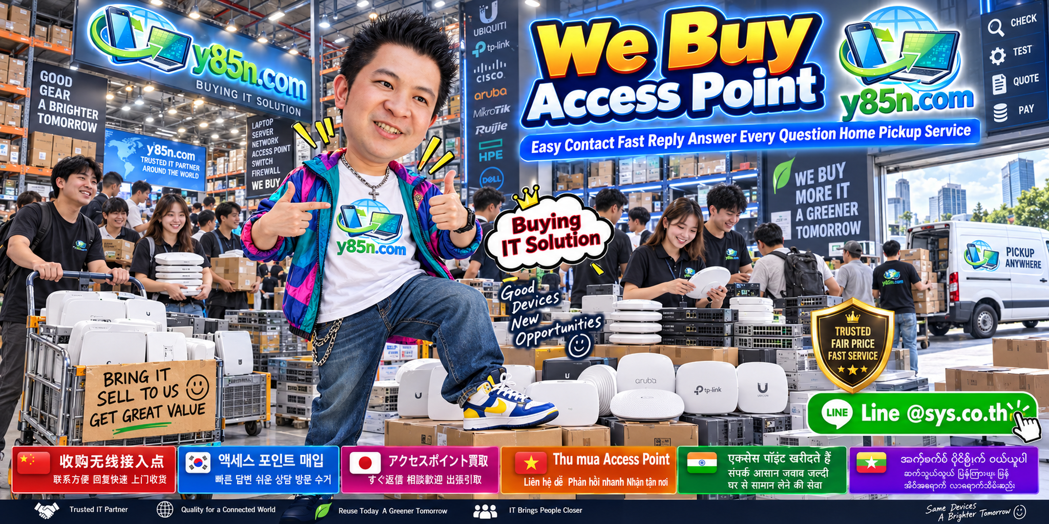 Y85N.com access point buying service contact banner with LINE at sys.co.th