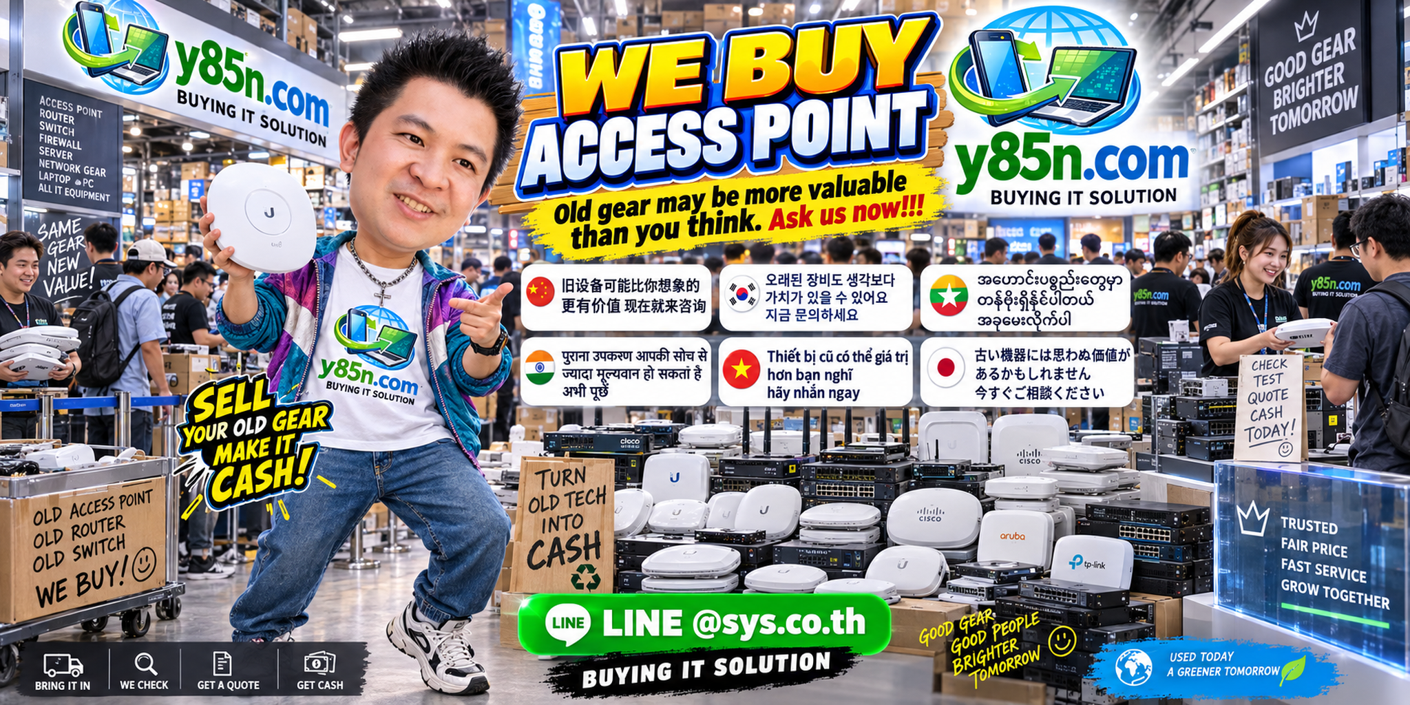 Busy Y85N.com warehouse buying used enterprise wireless access points in Thailand