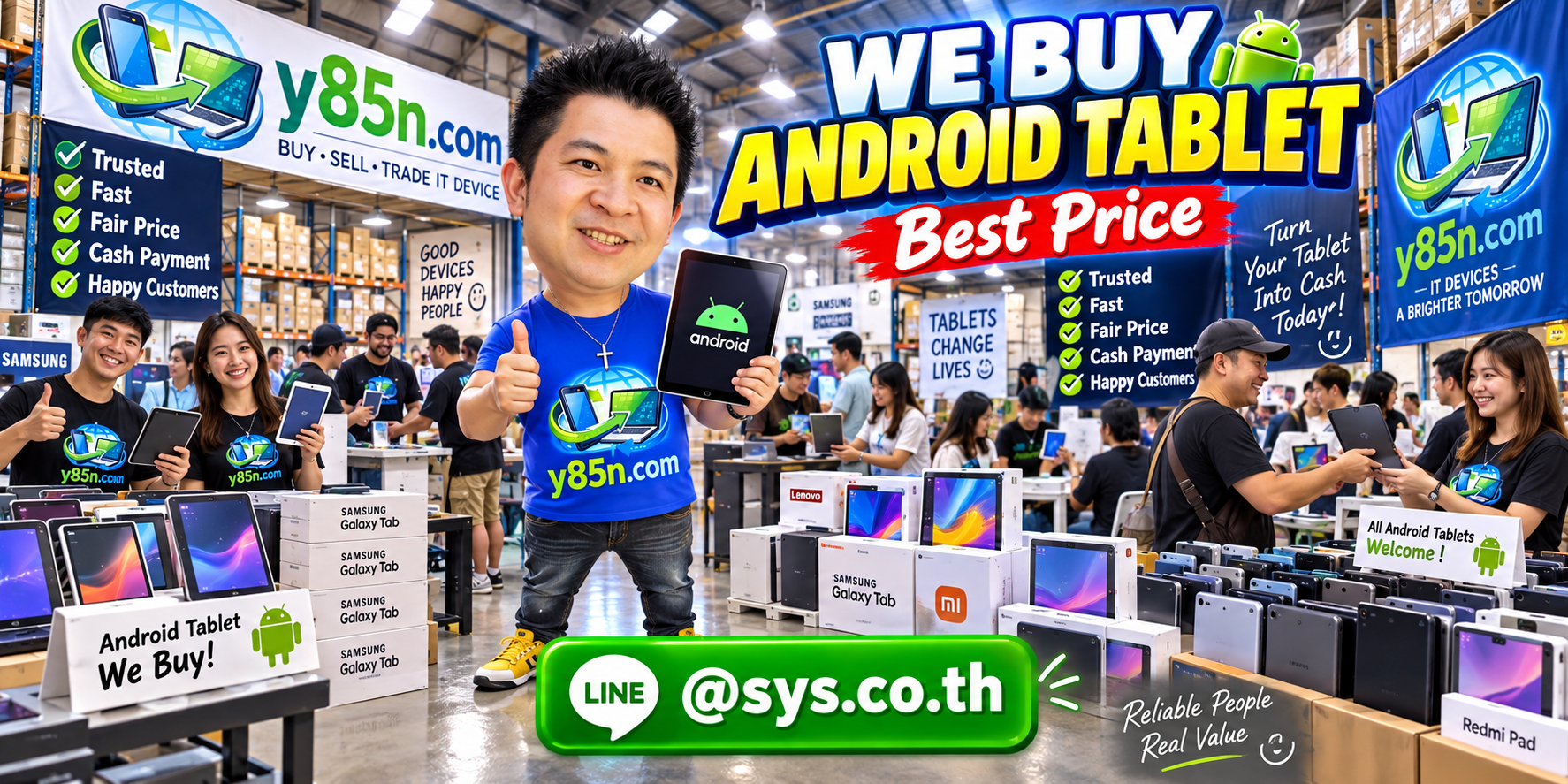 Y85N.com warehouse buying Android tablets from international sellers in Thailand