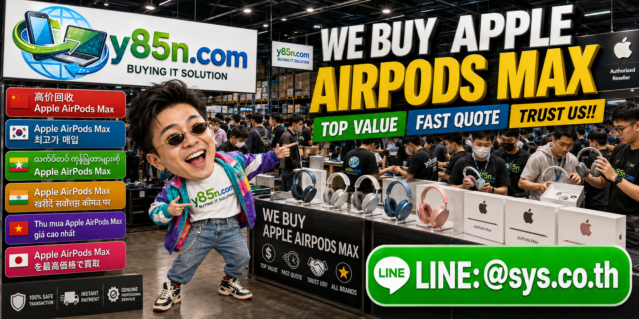 Y85N.com warehouse buying Apple AirPods Max in Thailand