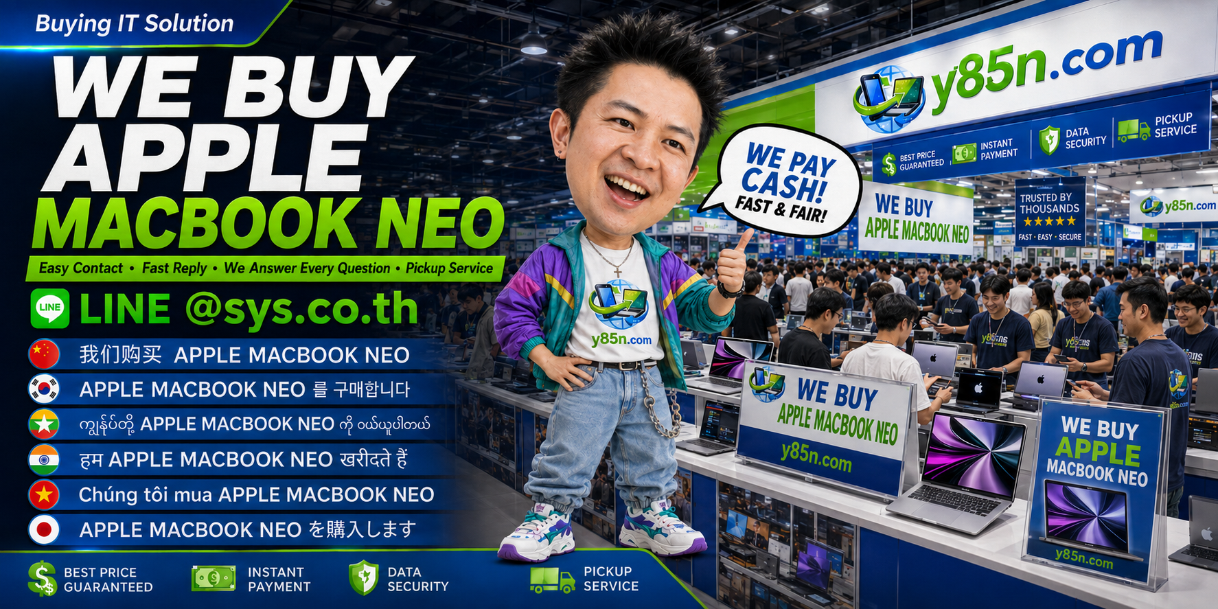 Y85N.com Apple MacBook Neo buying contact image with LINE sys.co.th