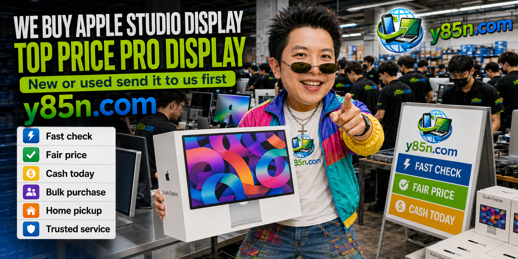 Y85N.com warehouse buying Apple Studio Display units with international seller support in Thailand
