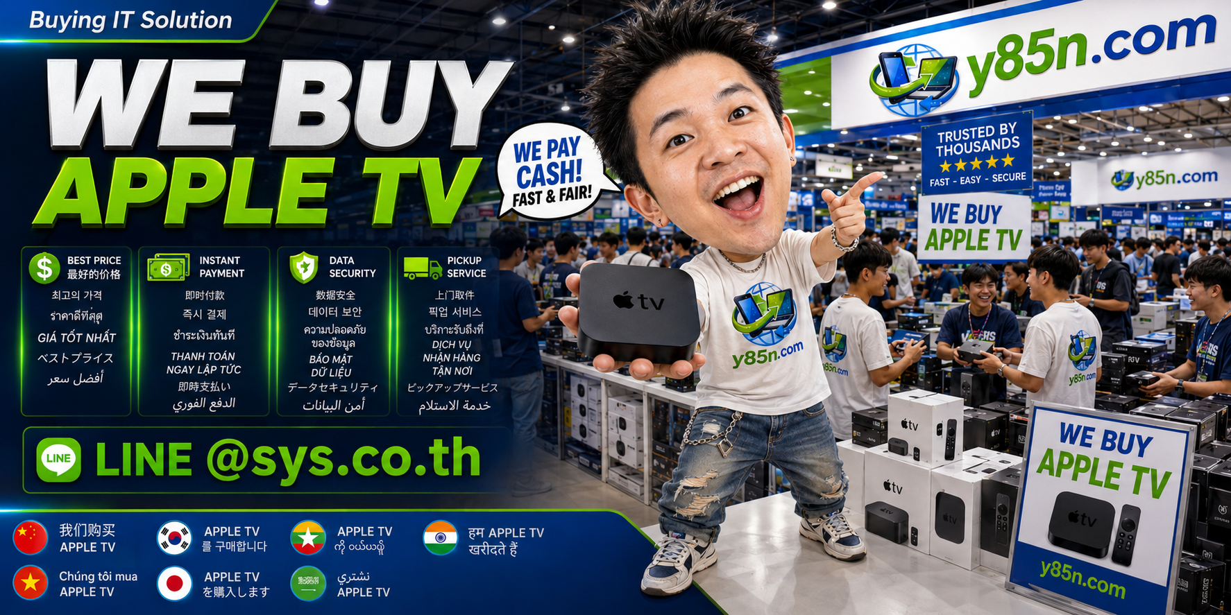 Y85N.com Apple TV buying contact banner with LINE at sys.co.th