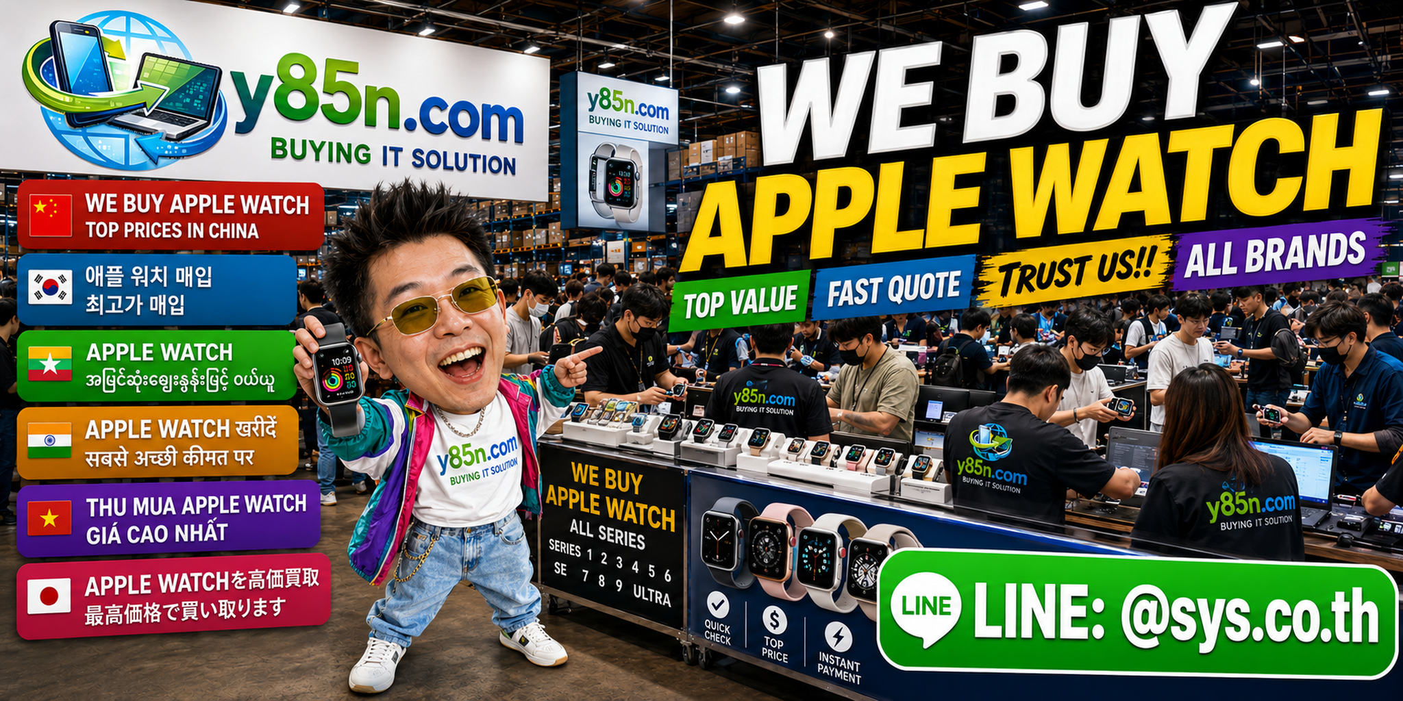 Busy Y85N.com warehouse buying Apple Watch devices in Thailand