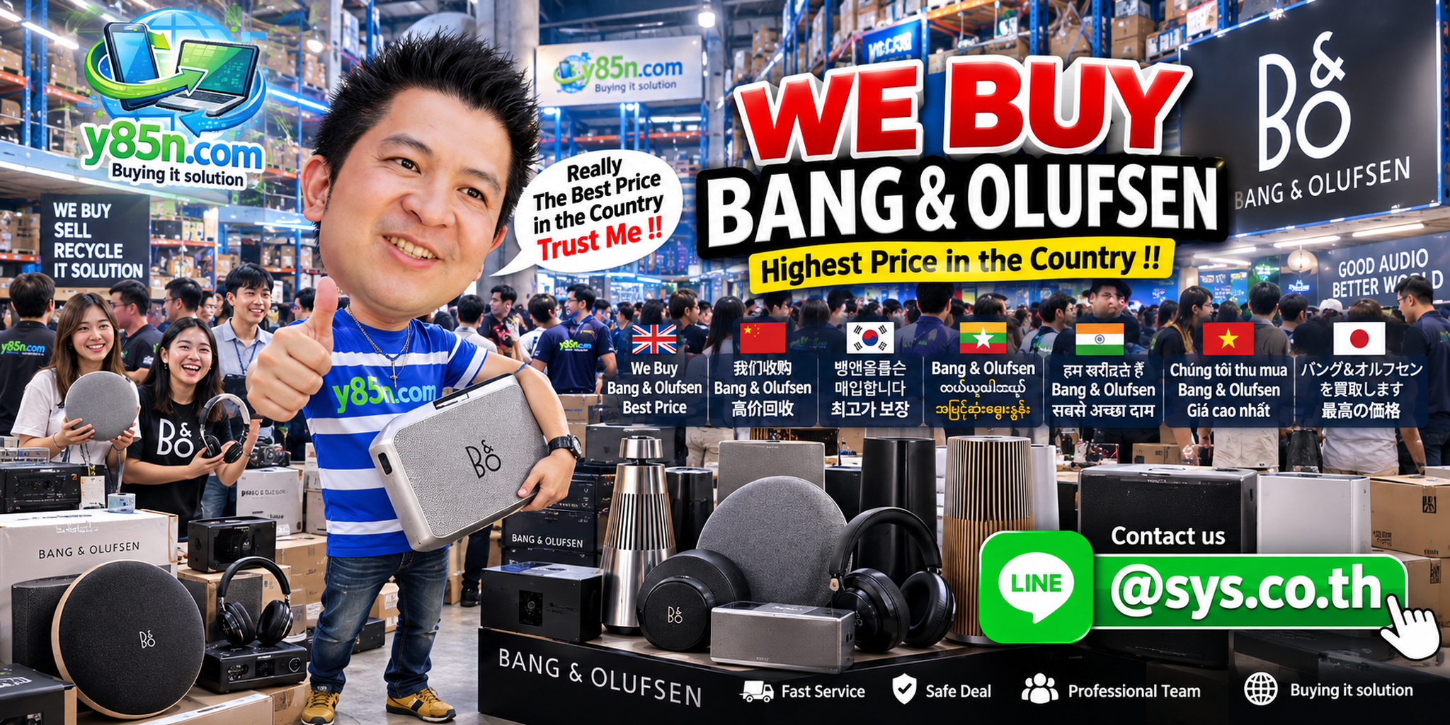 Y85N.com warehouse buying Bang and Olufsen premium audio with international seller service