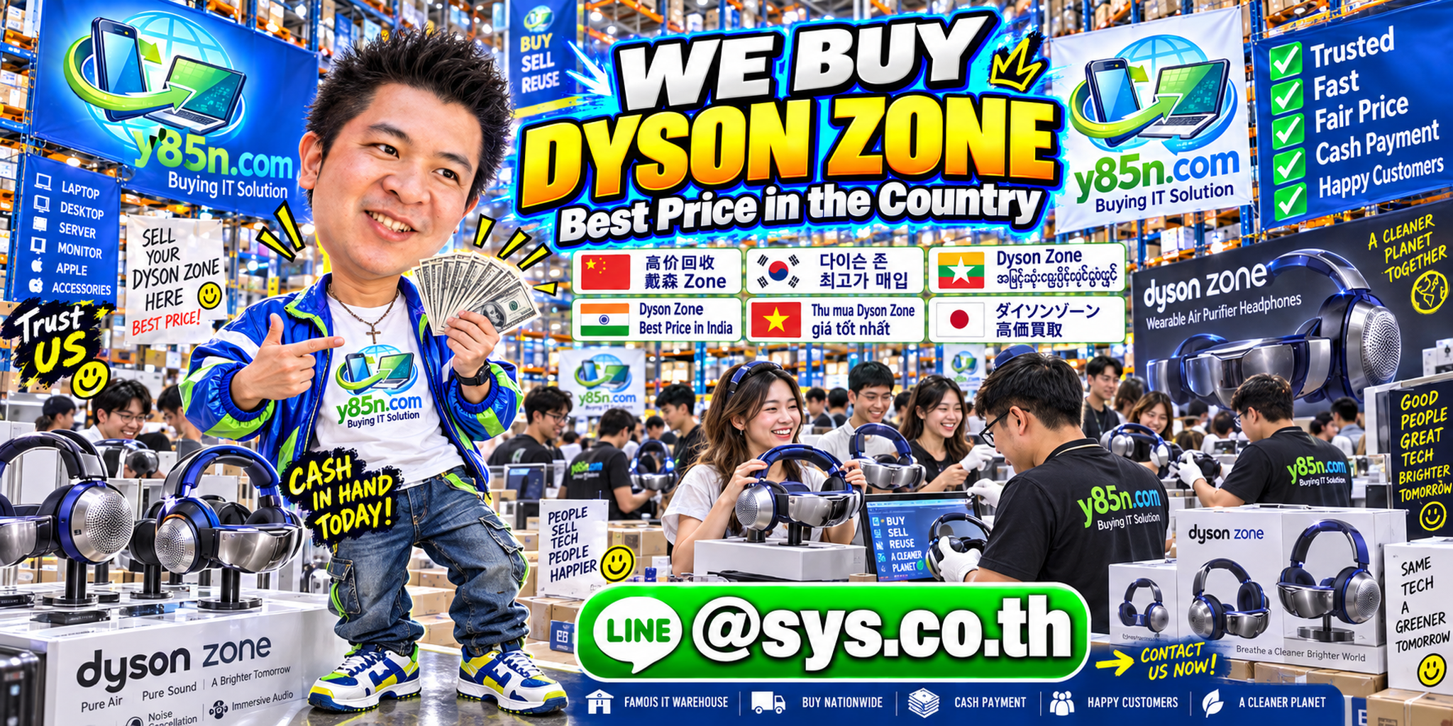 Y85N.com warehouse buying Dyson Zone with international seller support in Thailand