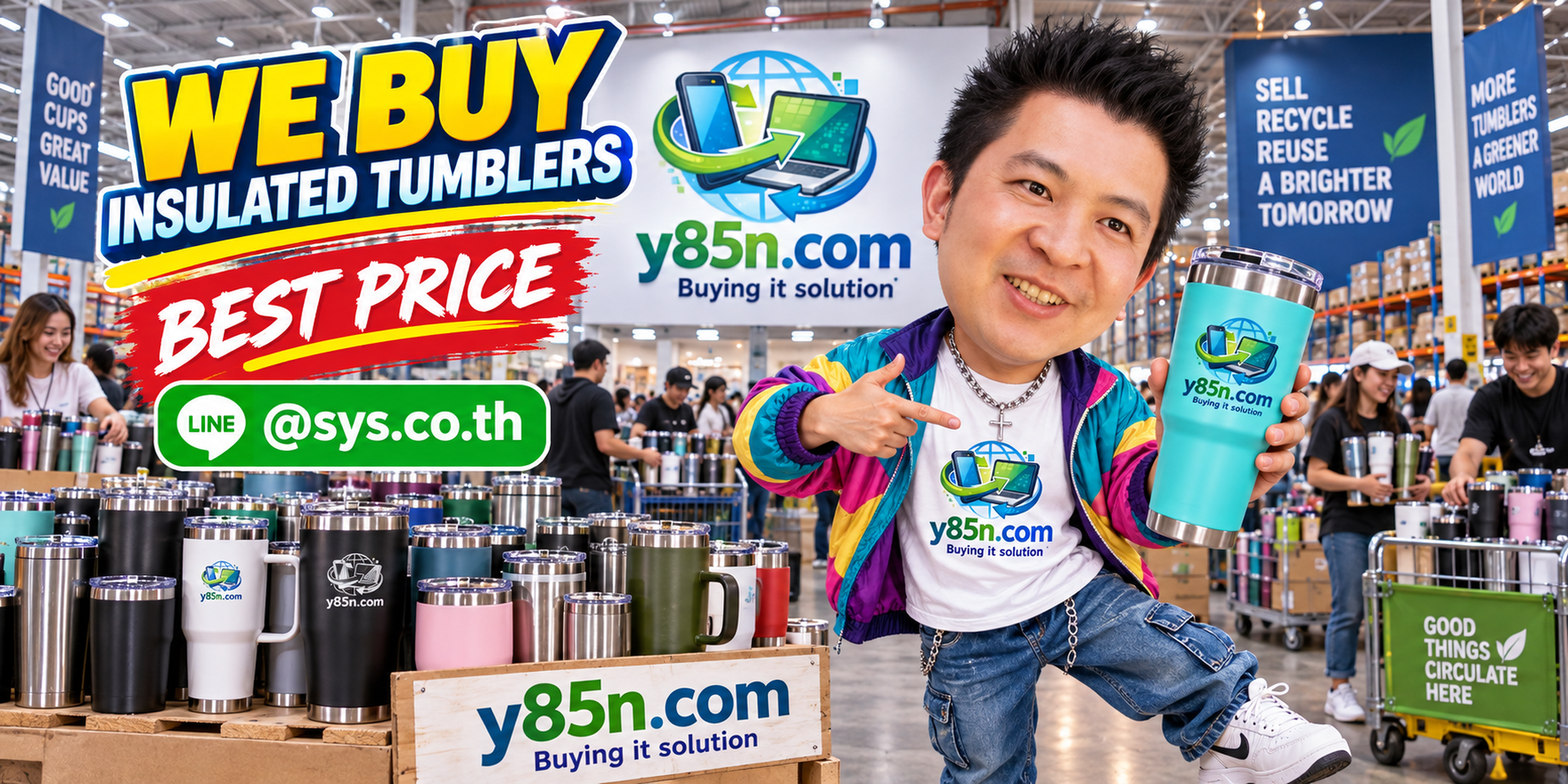 Final Y85N.com call to action for selling insulated tumblers