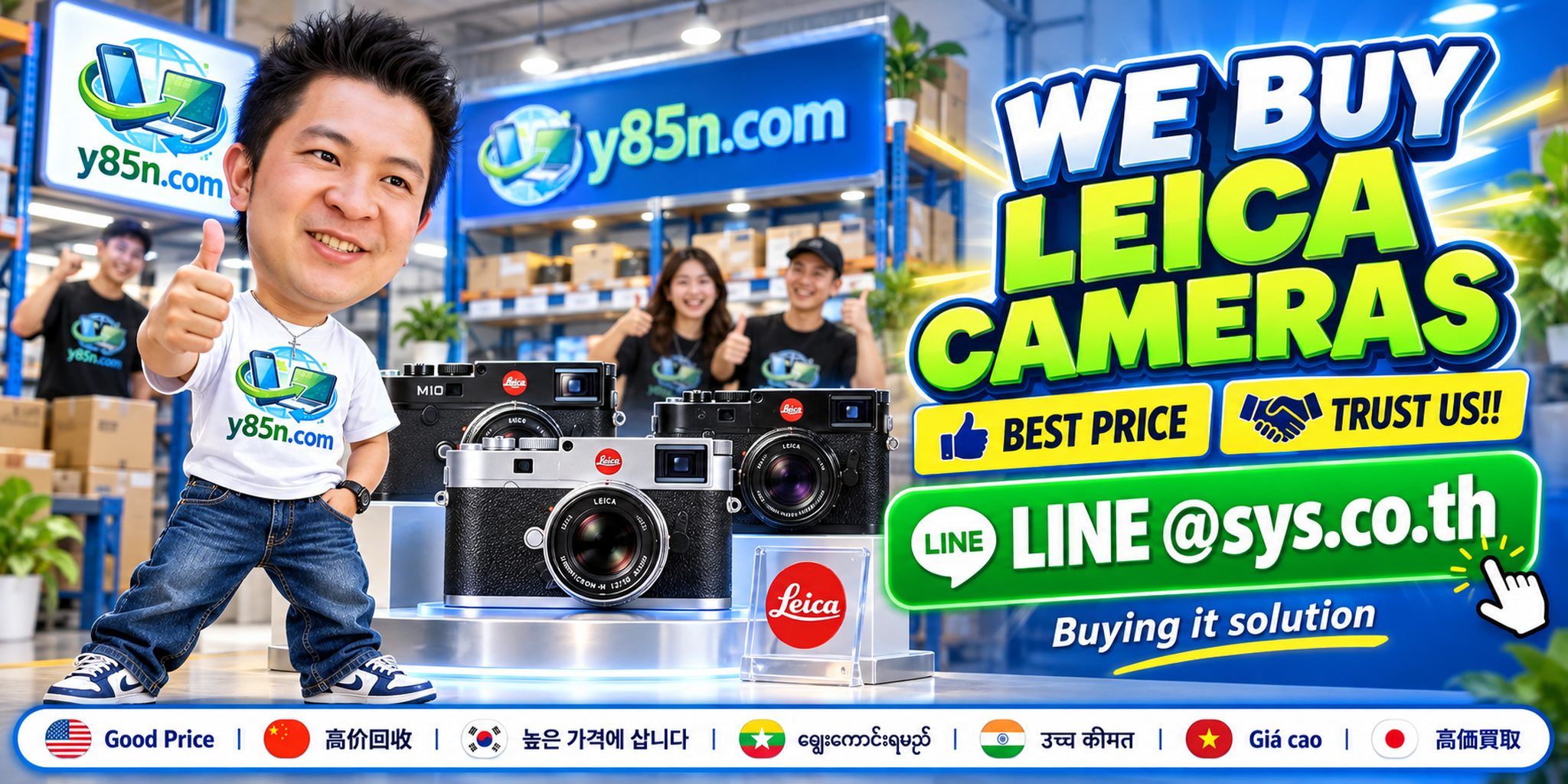 Y85N.com warehouse buying Leica cameras and lenses from international sellers