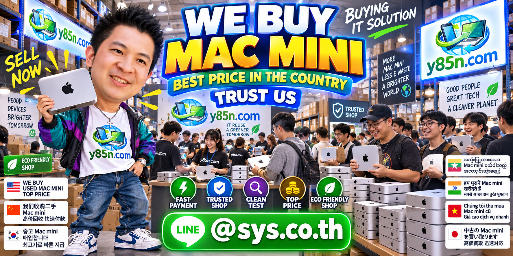 Final Y85N.com warehouse visual for Mac mini buying