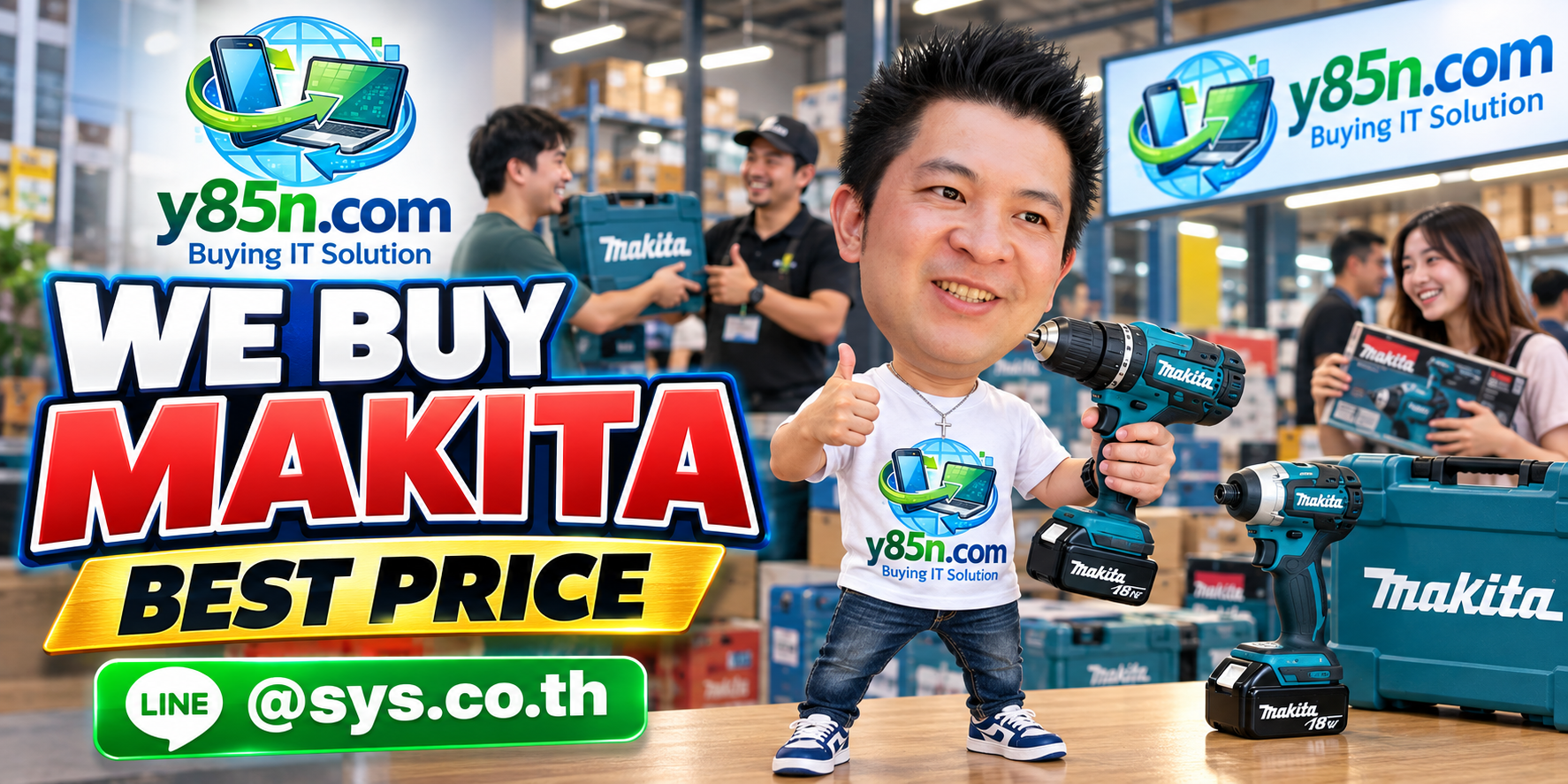 Y85N.com warehouse buying used Makita tools with international seller service