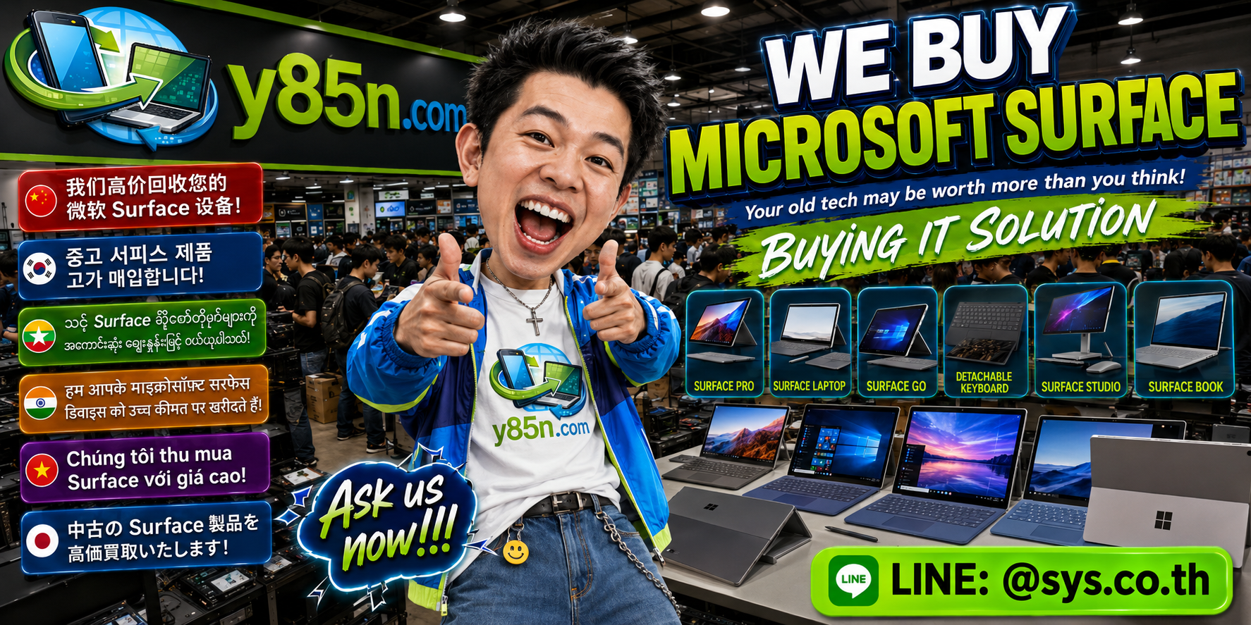 Y85N.com Microsoft Surface  buyer serving international sellers throughout Thailand