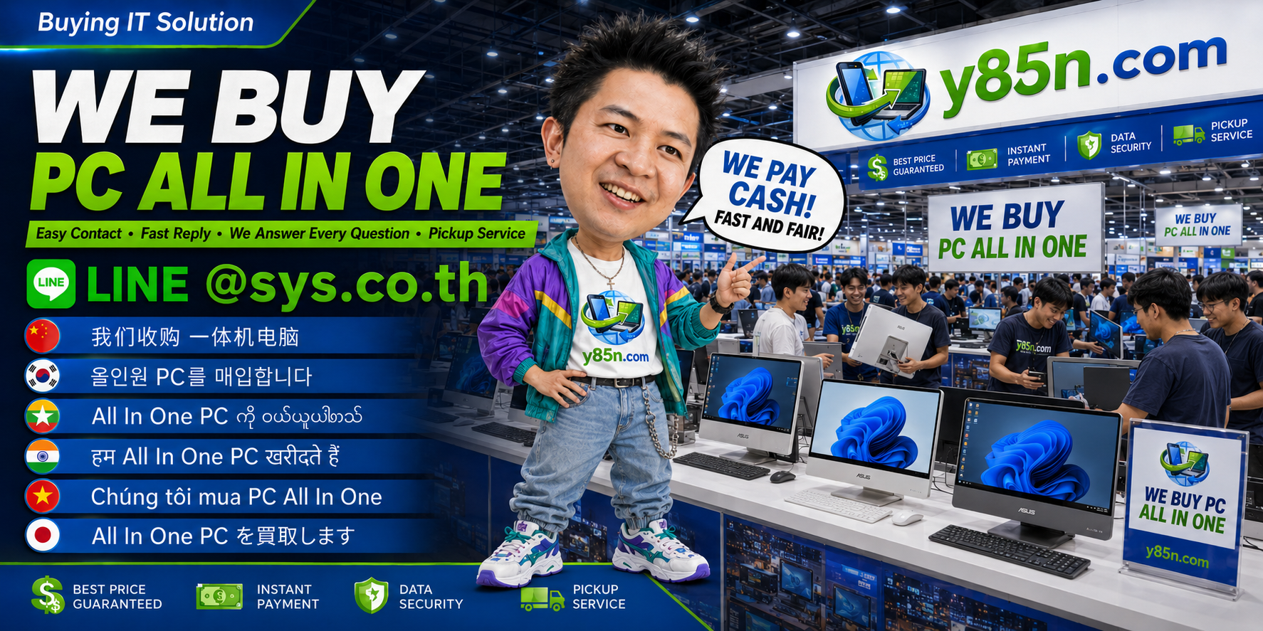 Y85N.com contact banner for selling PC All in One systems