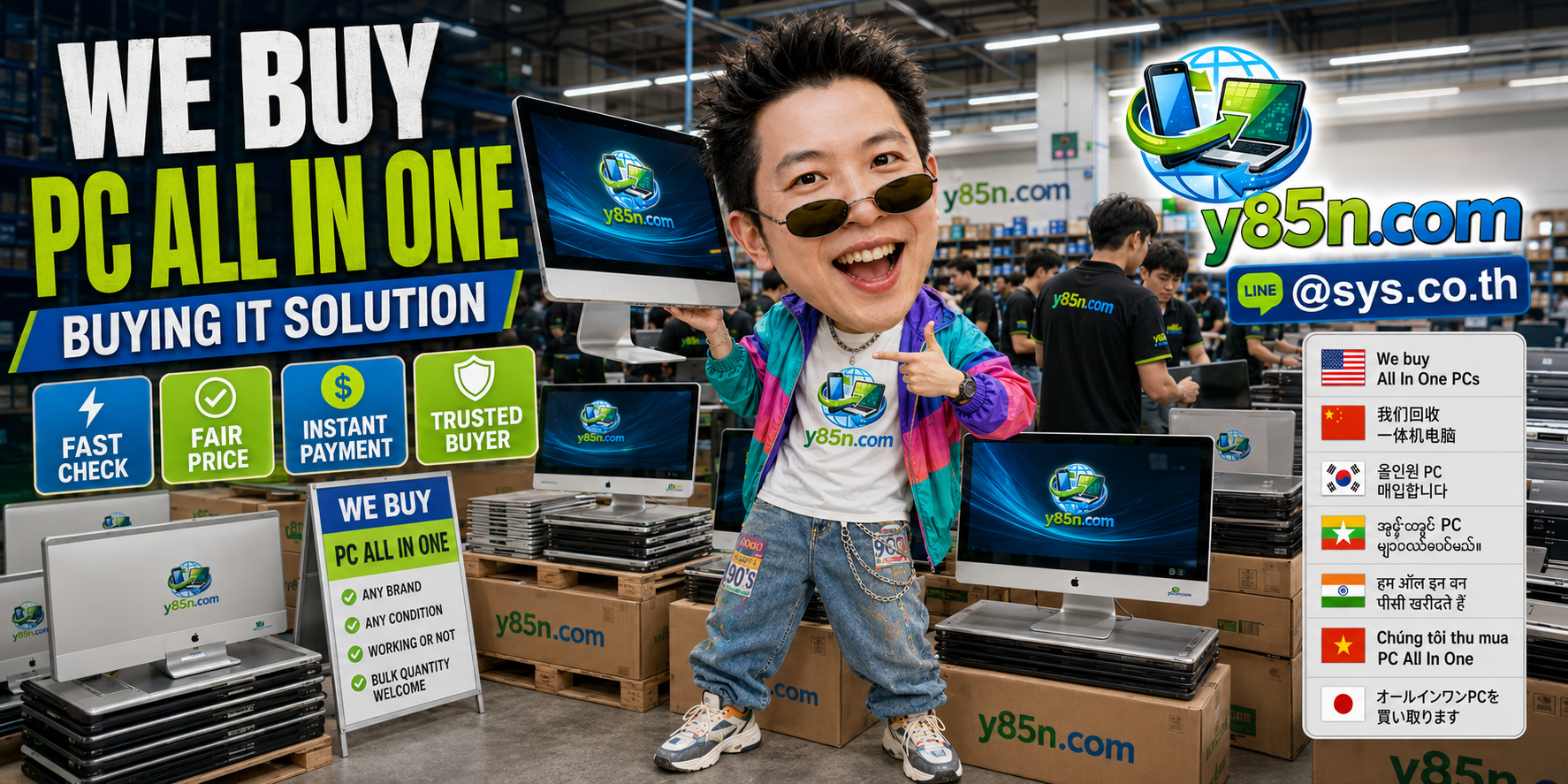 Y85N.com warehouse buying PC All in One systems in Thailand