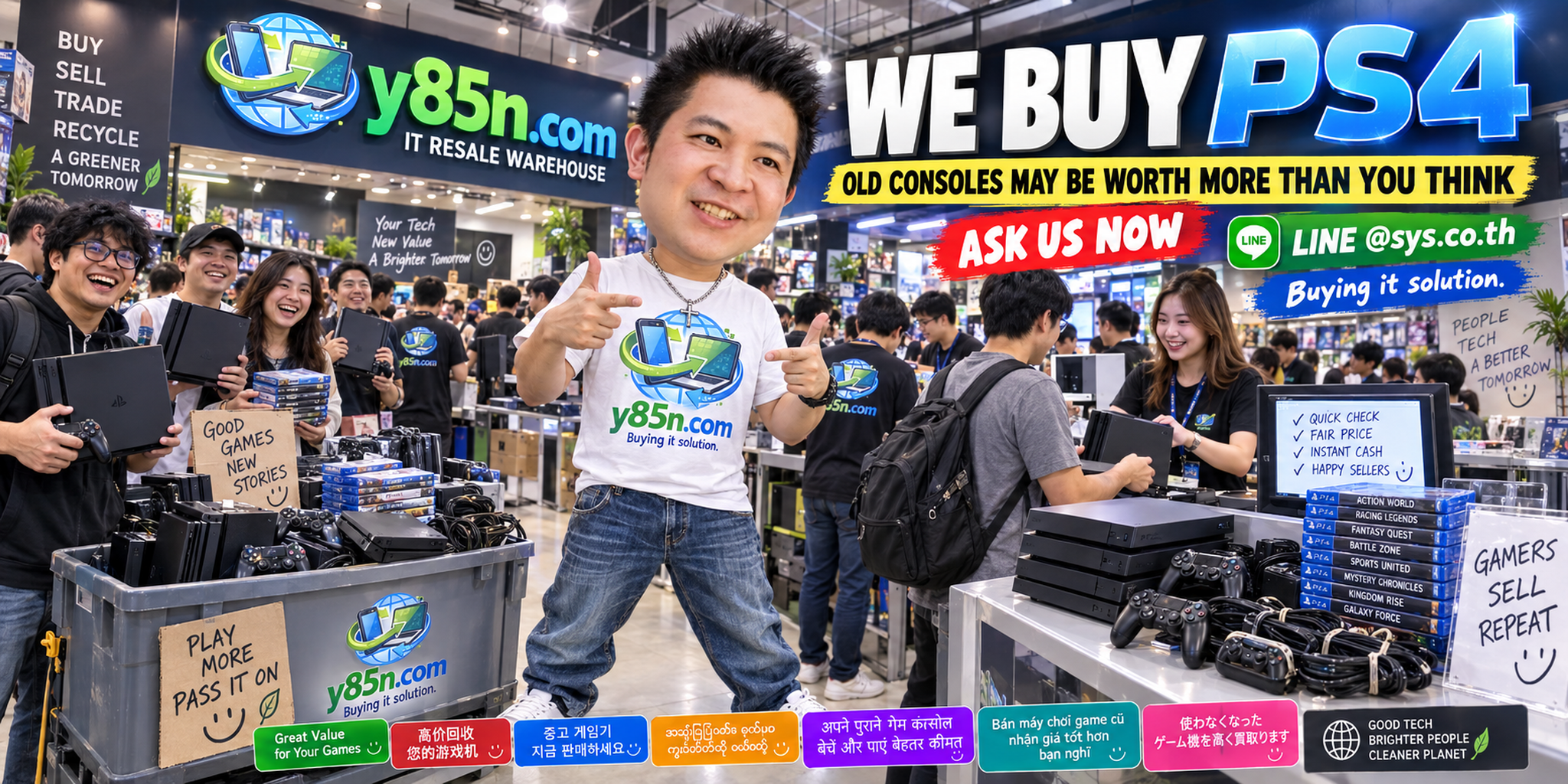 Busy Y85N.com warehouse buying PS4 consoles in Thailand