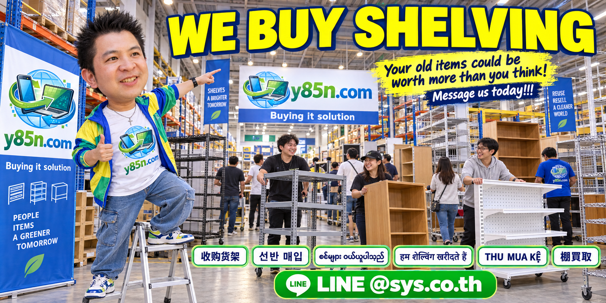 Busy Y85N.com shelving buying warehouse in Thailand