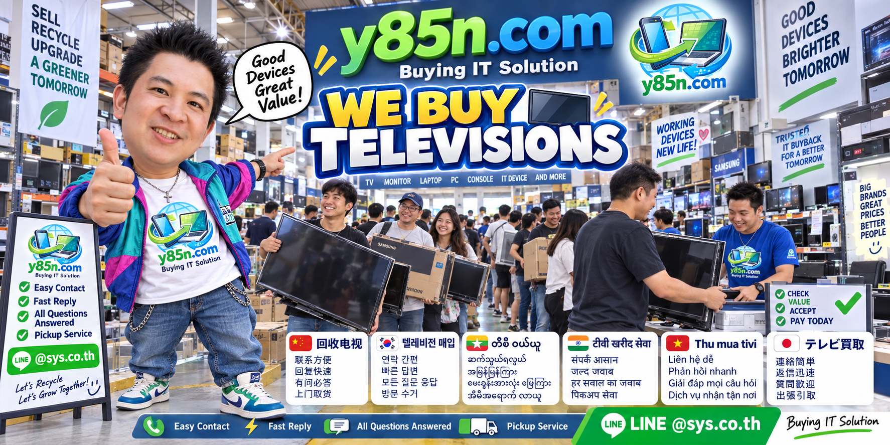 Call to contact Y85N.com about selling televisions
