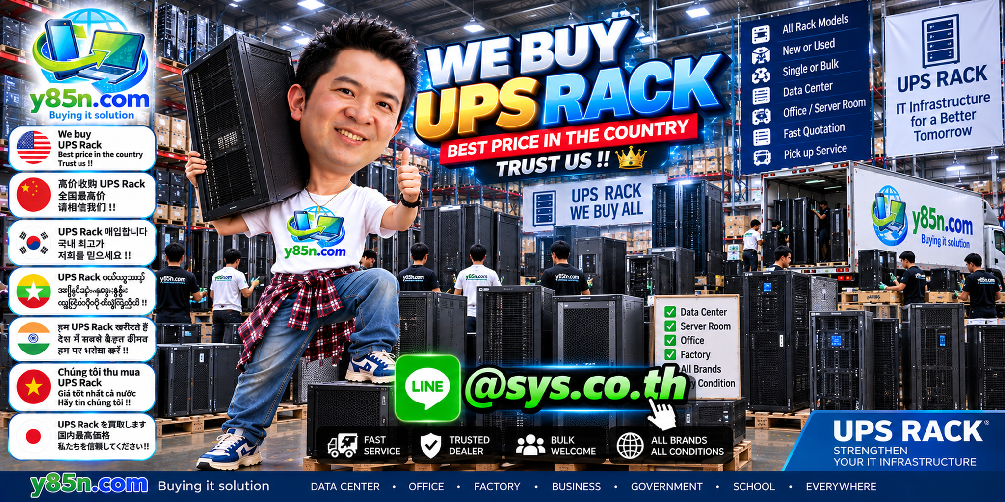 Y85N.com warehouse buying used Rack UPS systems