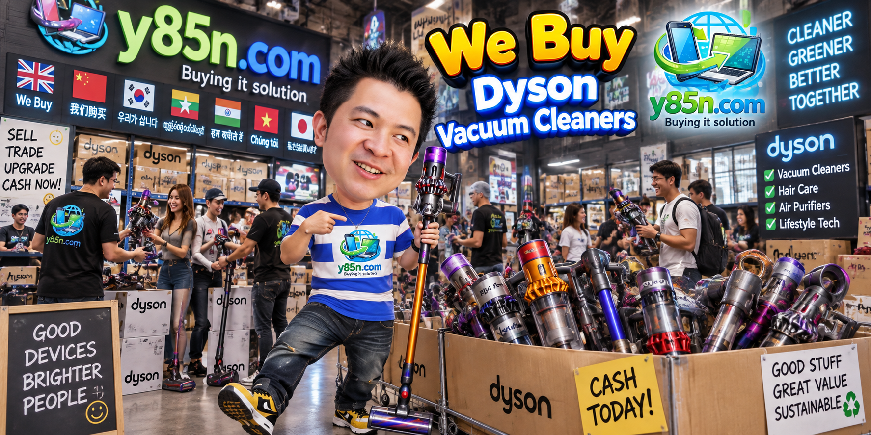 Busy Y85N.com warehouse buying Dyson vacuum cleaners in Thailand